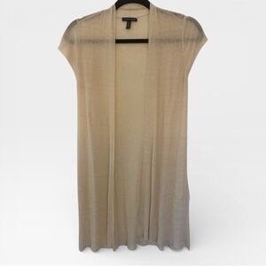 Eileen Fisher Bone Beige Cap Sleeve Sheer Hemp Rib Cardigan Size XS